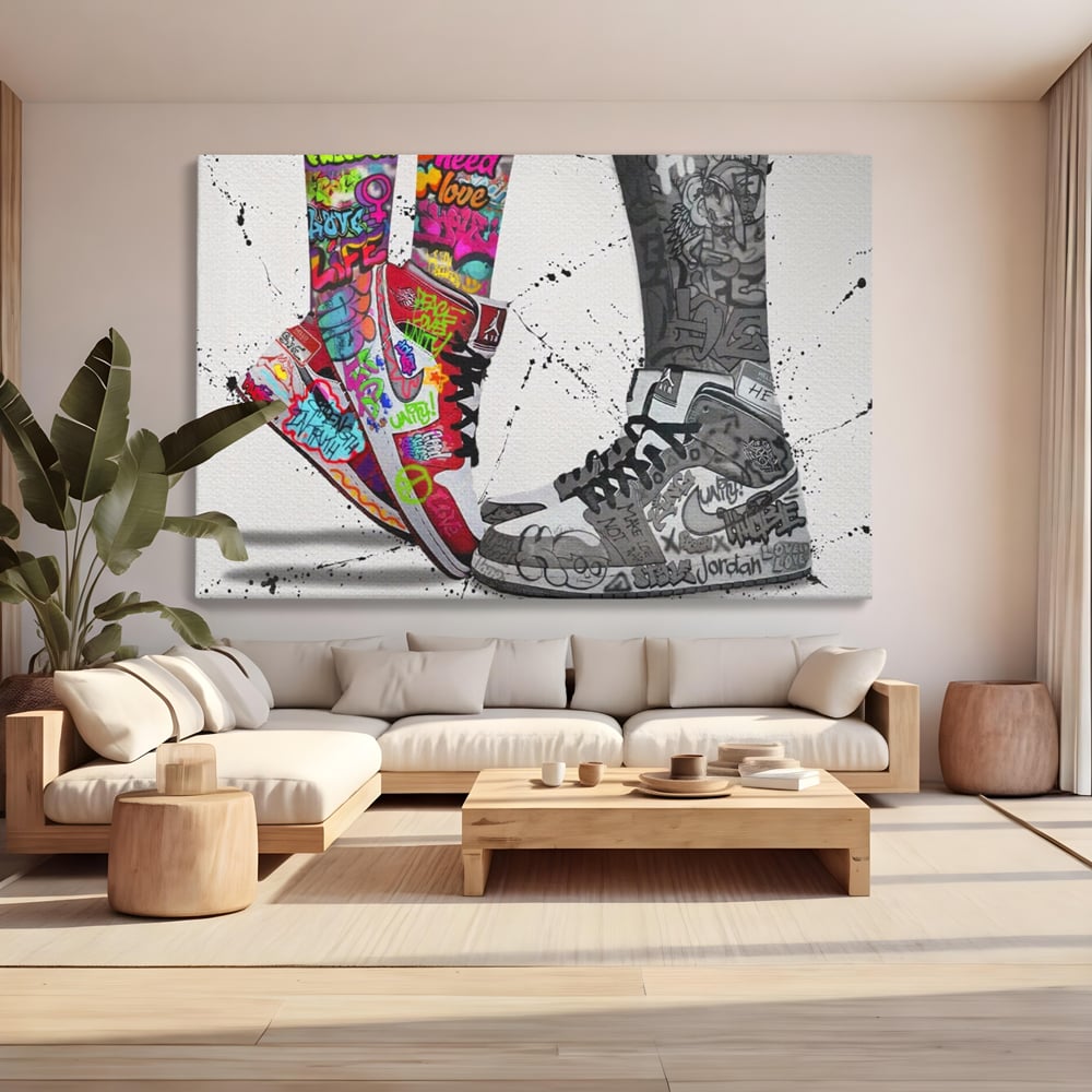Leinwand Premium Leinwand Wandbilder, LuxCanva® A1183, Air Jordan Paar, Wohnen, Adidasi, Paar, Liebende, Nike, Schlafzimmer, Lebendige Farben