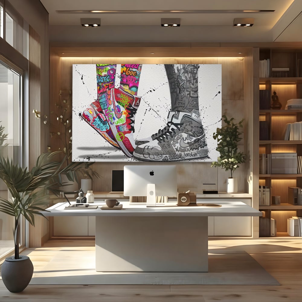Leinwand Premium Leinwand Wandbilder, LuxCanva® A1183, Air Jordan Paar, Wohnen, Adidasi, Paar, Liebende, Nike, Schlafzimmer, Lebendige Farben
