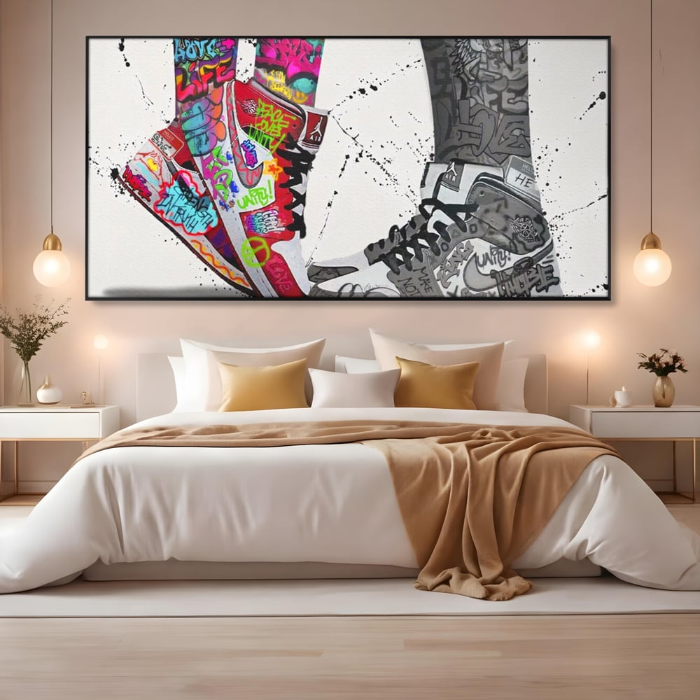 Leinwand Premium Leinwand Wandbilder, LuxCanva® A1183, Air Jordan Paar, Wohnen, Adidasi, Paar, Liebende, Nike, Schlafzimmer, Lebendige Farben
