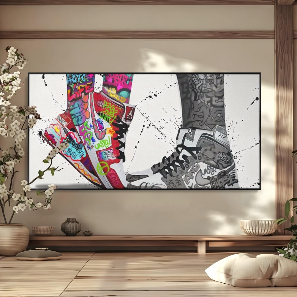 Leinwand Premium Leinwand Wandbilder, LuxCanva® A1183, Air Jordan Paar, Wohnen, Adidasi, Paar, Liebende, Nike, Schlafzimmer, Lebendige Farben