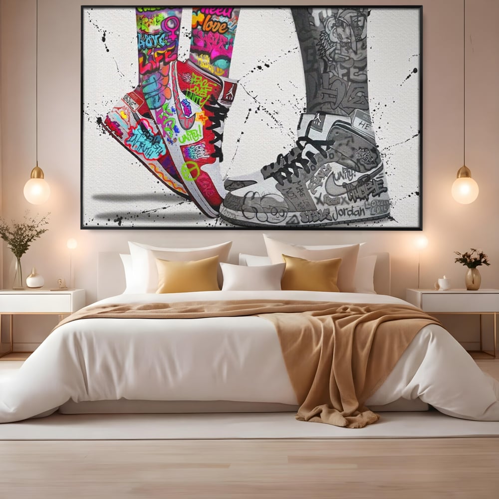 Leinwand Premium Leinwand Wandbilder, LuxCanva® A1183, Air Jordan Paar, Wohnen, Adidasi, Paar, Liebende, Nike, Schlafzimmer, Lebendige Farben