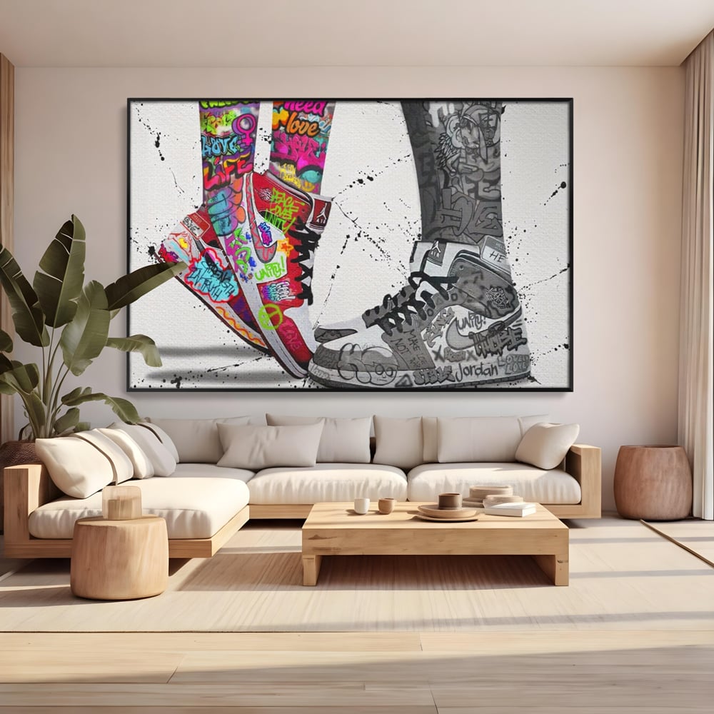 Leinwand Premium Leinwand Wandbilder, LuxCanva® A1183, Air Jordan Paar, Wohnen, Adidasi, Paar, Liebende, Nike, Schlafzimmer, Lebendige Farben