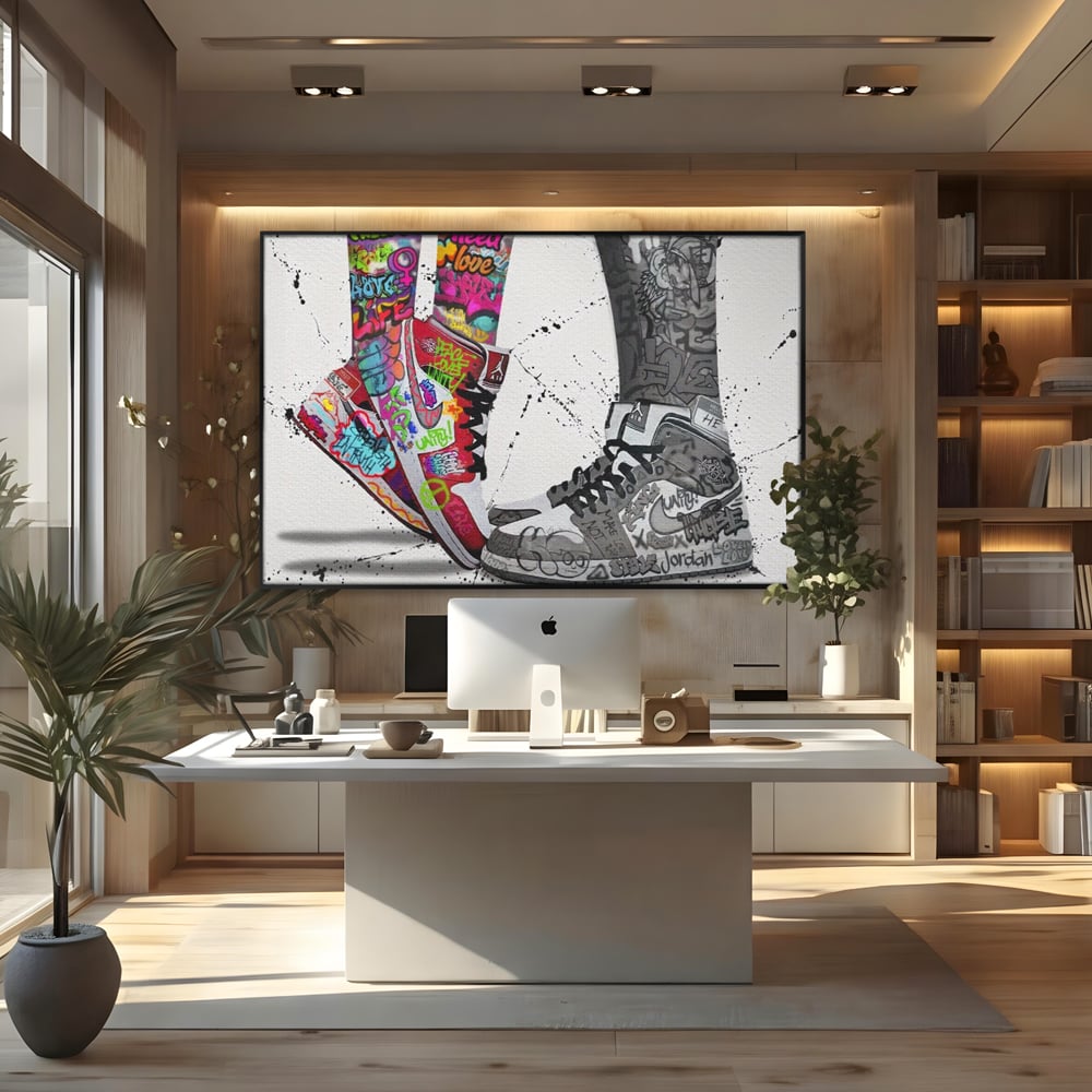 Leinwand Premium Leinwand Wandbilder, LuxCanva® A1183, Air Jordan Paar, Wohnen, Adidasi, Paar, Liebende, Nike, Schlafzimmer, Lebendige Farben