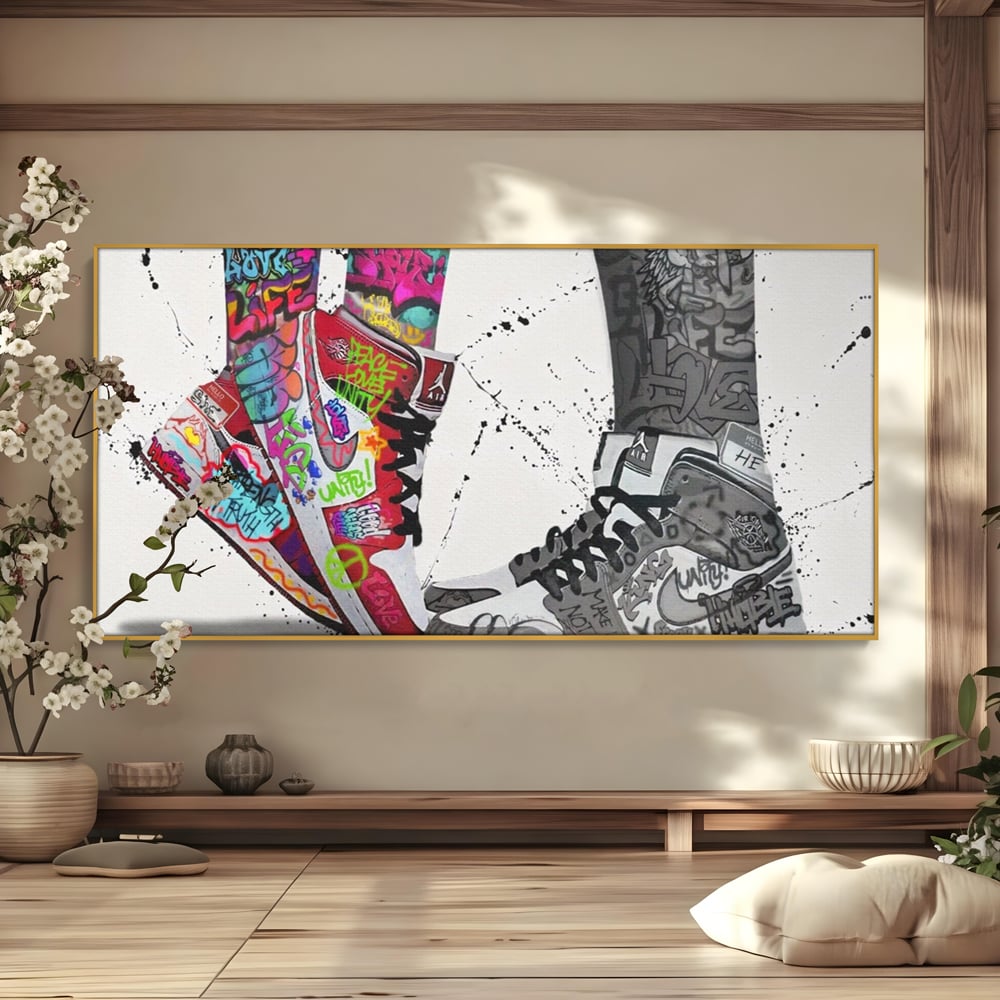 Leinwand Premium Leinwand Wandbilder, LuxCanva® A1183, Air Jordan Paar, Wohnen, Adidasi, Paar, Liebende, Nike, Schlafzimmer, Lebendige Farben