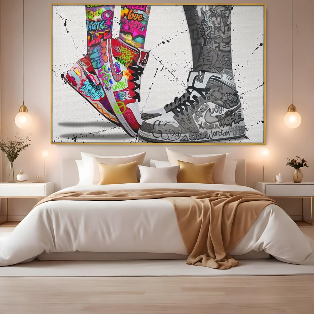 Leinwand Premium Leinwand Wandbilder, LuxCanva® A1183, Air Jordan Paar, Wohnen, Adidasi, Paar, Liebende, Nike, Schlafzimmer, Lebendige Farben