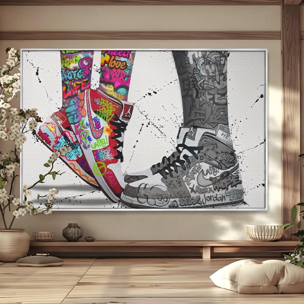 Leinwand Premium Leinwand Wandbilder, LuxCanva® A1183, Air Jordan Paar, Wohnen, Adidasi, Paar, Liebende, Nike, Schlafzimmer, Lebendige Farben