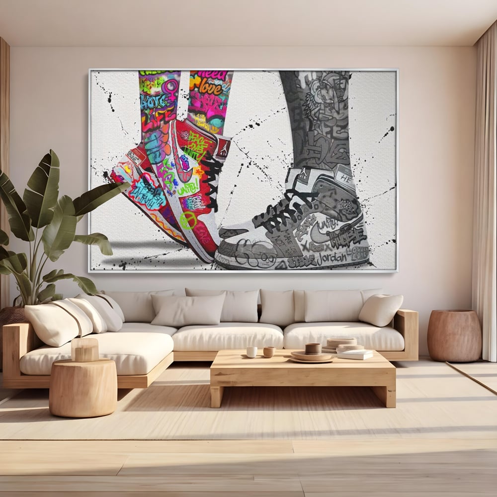 Leinwand Premium Leinwand Wandbilder, LuxCanva® A1183, Air Jordan Paar, Wohnen, Adidasi, Paar, Liebende, Nike, Schlafzimmer, Lebendige Farben