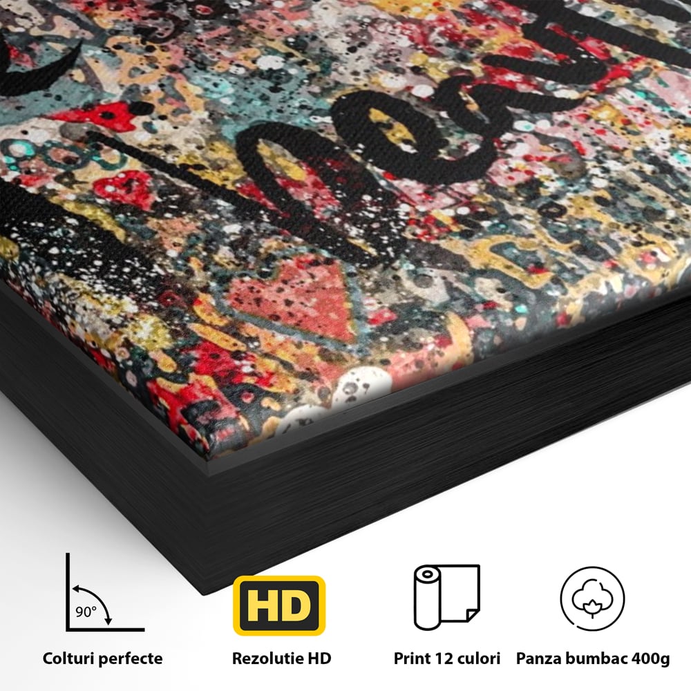 Leinwandbilder Premium LuxCanva® A1186, Das Leben ist schön, Herzen, Dekorativ, Schlafzimmer, Abstrakt, Kräftige Farben