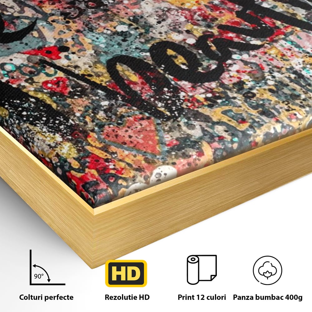 Leinwandbilder Premium LuxCanva® A1186, Das Leben ist schön, Herzen, Dekorativ, Schlafzimmer, Abstrakt, Kräftige Farben