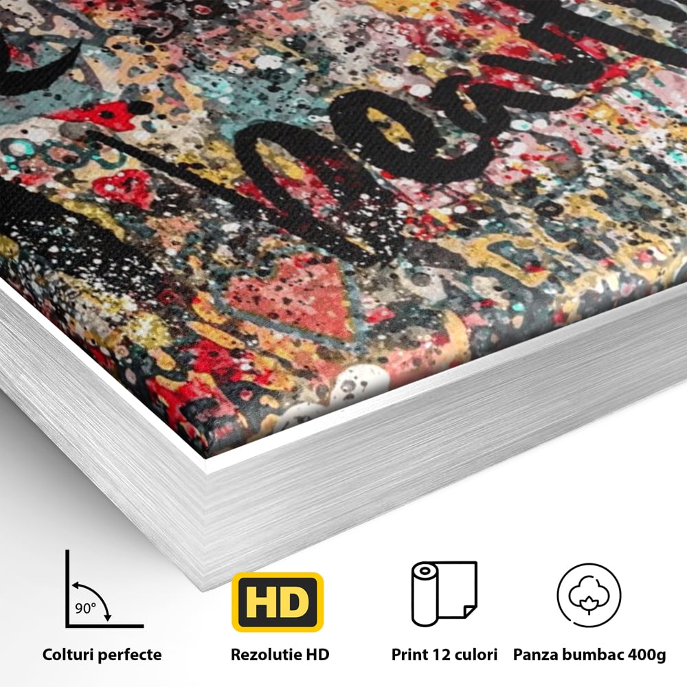 Leinwandbilder Premium LuxCanva® A1186, Das Leben ist schön, Herzen, Dekorativ, Schlafzimmer, Abstrakt, Kräftige Farben