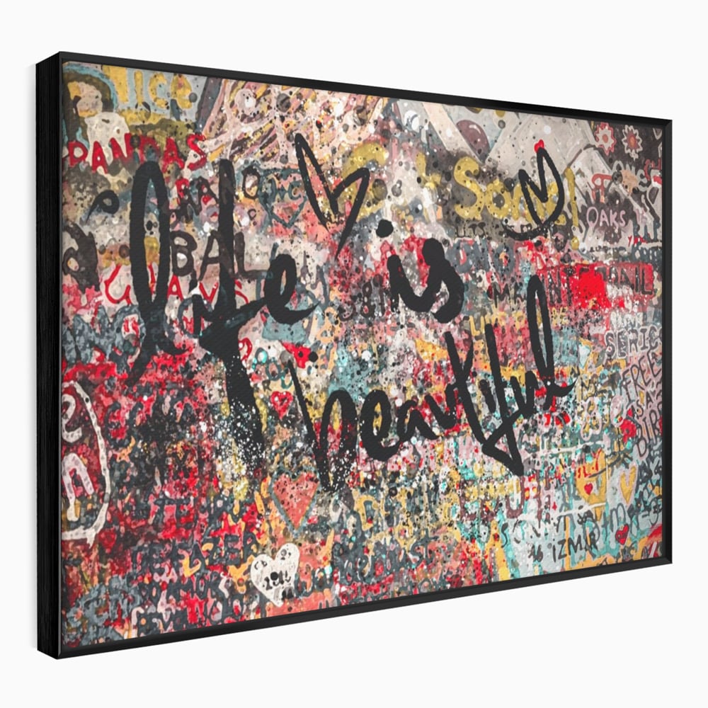 Leinwandbilder Premium LuxCanva® A1186, Das Leben ist schön, Herzen, Dekorativ, Schlafzimmer, Abstrakt, Kräftige Farben