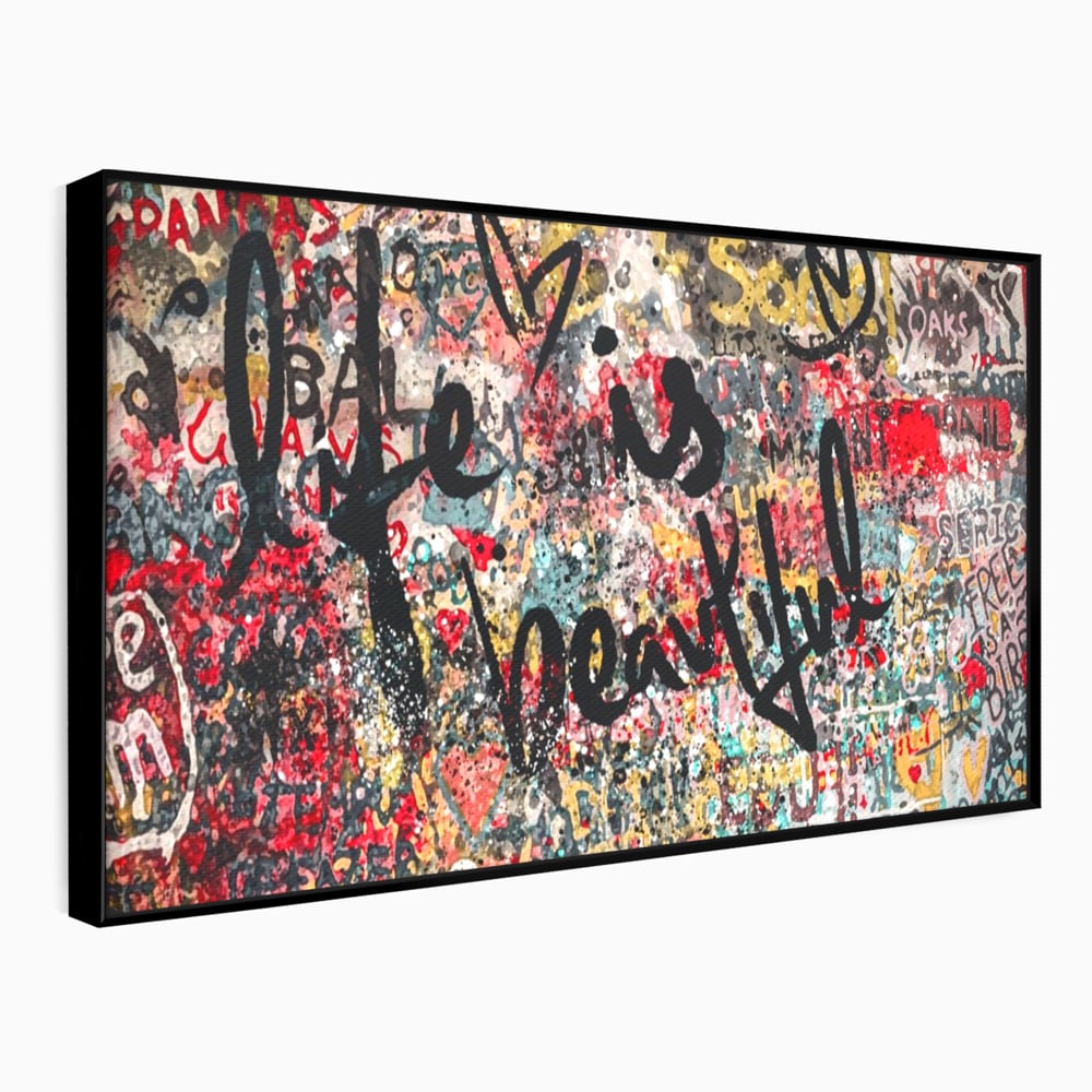 Leinwandbilder Premium LuxCanva® A1186, Das Leben ist schön, Herzen, Dekorativ, Schlafzimmer, Abstrakt, Kräftige Farben