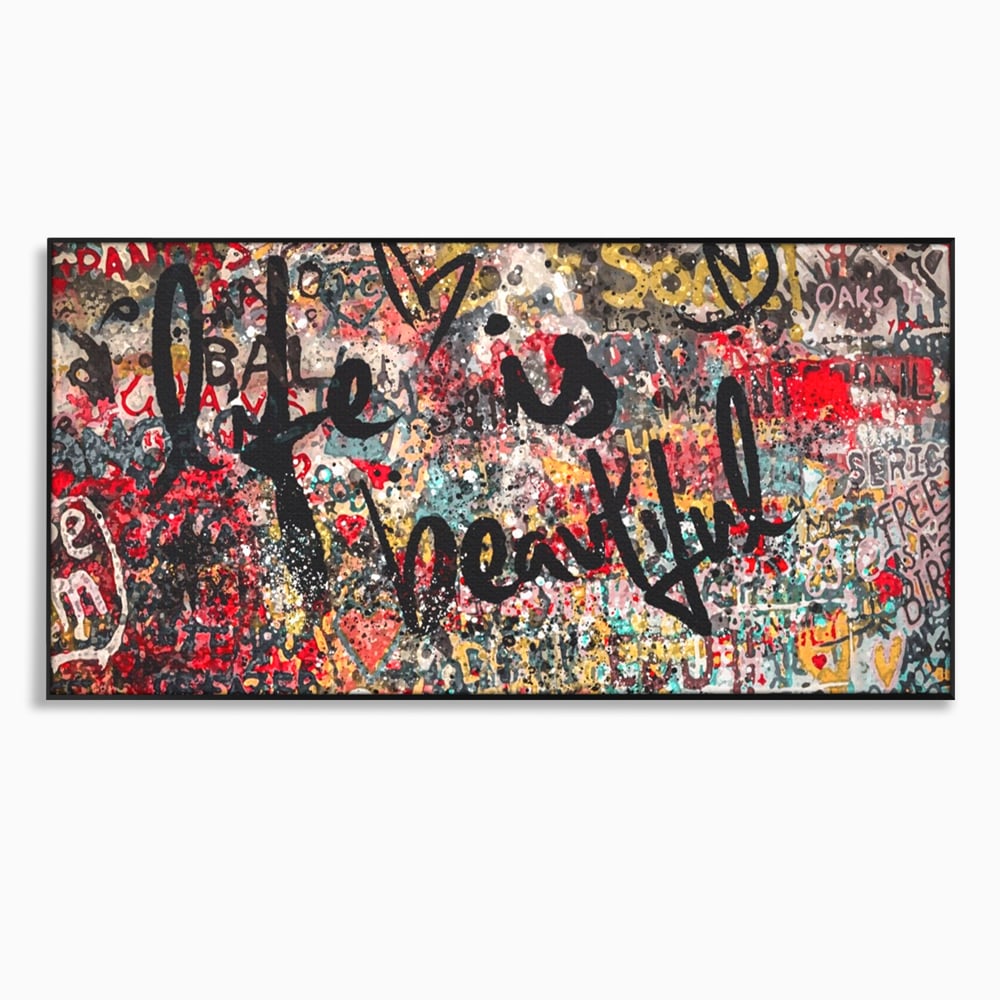 Leinwandbilder Premium LuxCanva® A1186, Das Leben ist schön, Herzen, Dekorativ, Schlafzimmer, Abstrakt, Kräftige Farben