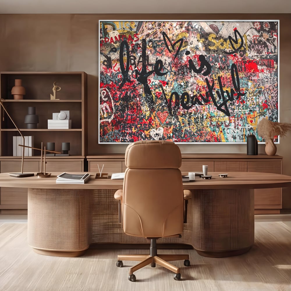Leinwandbilder Premium LuxCanva® A1186, Das Leben ist schön, Herzen, Dekorativ, Schlafzimmer, Abstrakt, Kräftige Farben