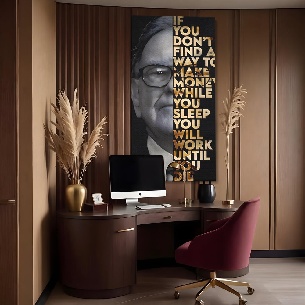Leinwandbilder Premium LuxCanva® A1187, Warren Buffett , Geschäftsmann, Motivationsbild, Motivationsbild, Büro, Investor, leuchtende Farben