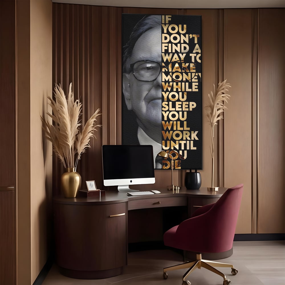 Leinwandbilder Premium LuxCanva® A1187, Warren Buffett , Geschäftsmann, Motivationsbild, Motivationsbild, Büro, Investor, leuchtende Farben