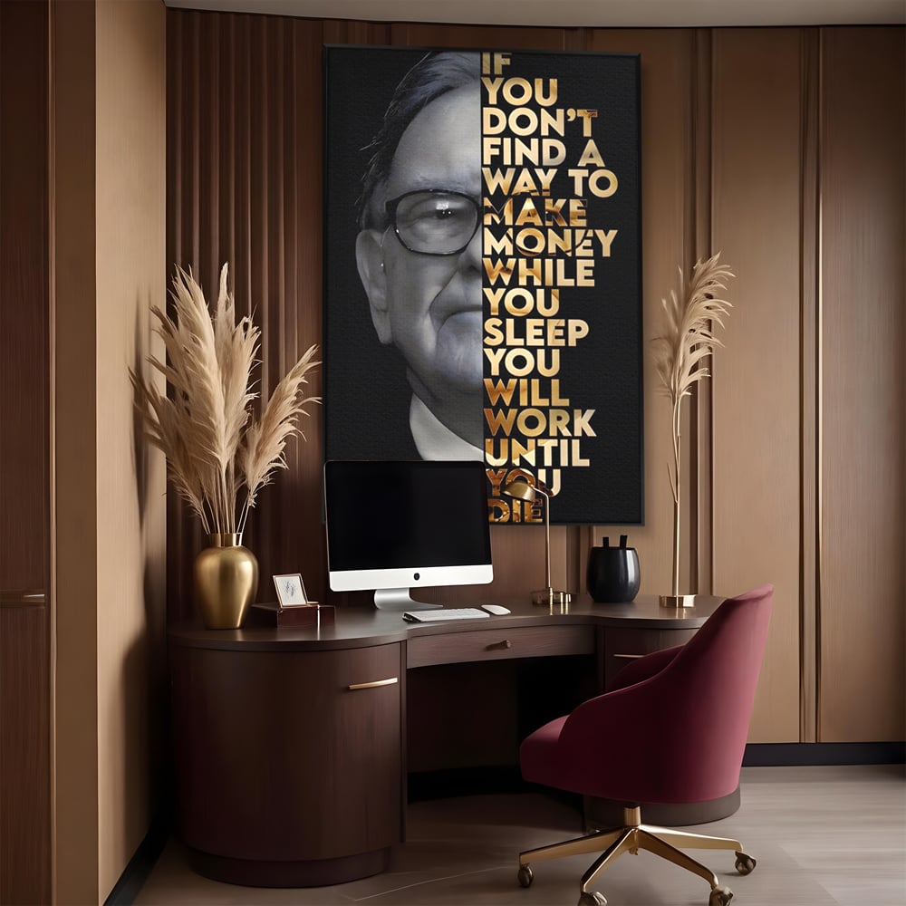 Leinwandbilder Premium LuxCanva® A1187, Warren Buffett , Geschäftsmann, Motivationsbild, Motivationsbild, Büro, Investor, leuchtende Farben
