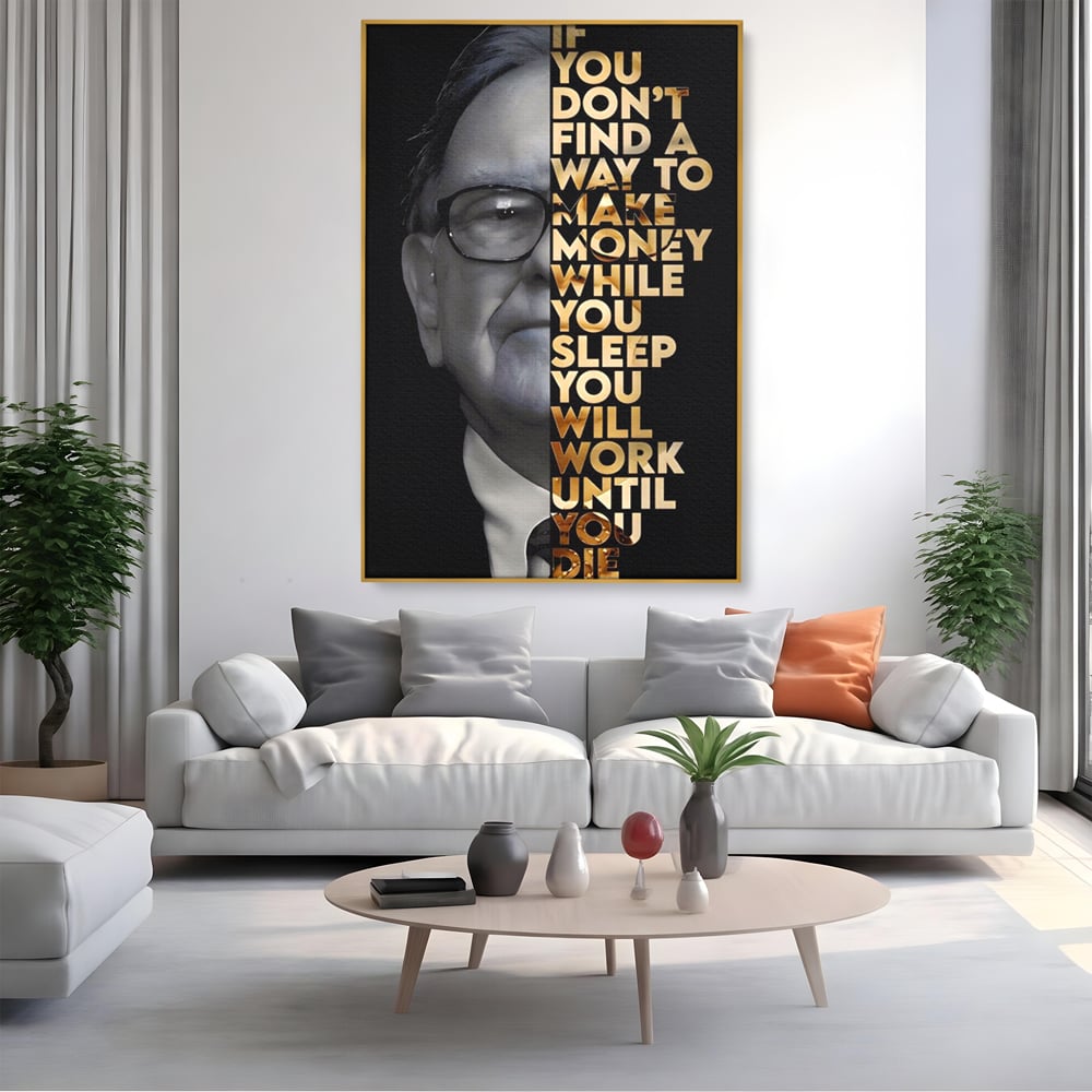 Leinwandbilder Premium LuxCanva® A1187, Warren Buffett , Geschäftsmann, Motivationsbild, Motivationsbild, Büro, Investor, leuchtende Farben