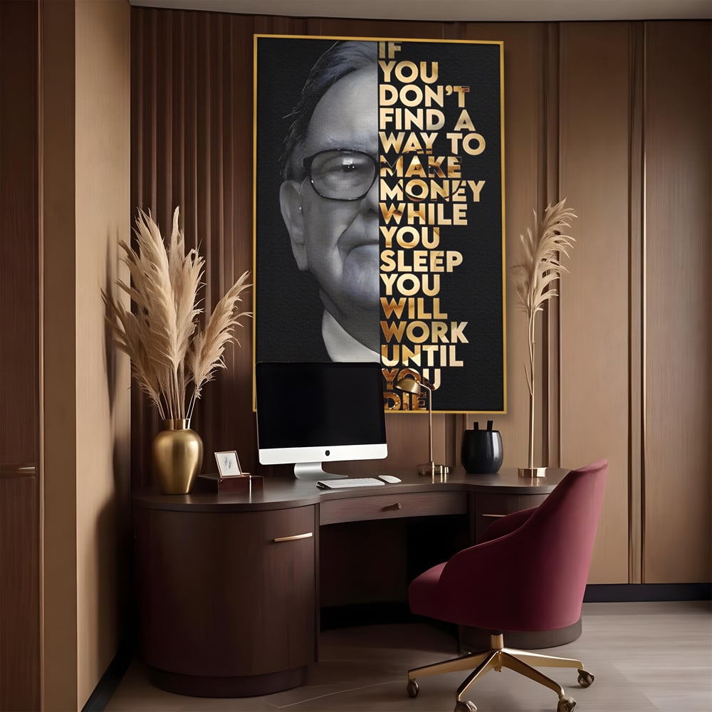 Leinwandbilder Premium LuxCanva® A1187, Warren Buffett , Geschäftsmann, Motivationsbild, Motivationsbild, Büro, Investor, leuchtende Farben