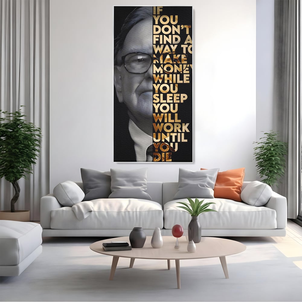 Leinwandbilder Premium LuxCanva® A1187, Warren Buffett , Geschäftsmann, Motivationsbild, Motivationsbild, Büro, Investor, leuchtende Farben