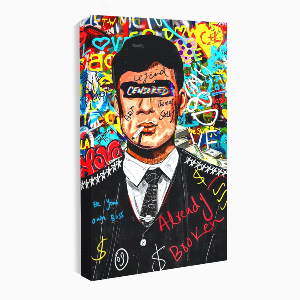 Tablou Canvas Premium LuxCanva® A1190, Tommy Shelby , Personaj, Living, Peaky Blinders, Multicolor, Culori Vibrante