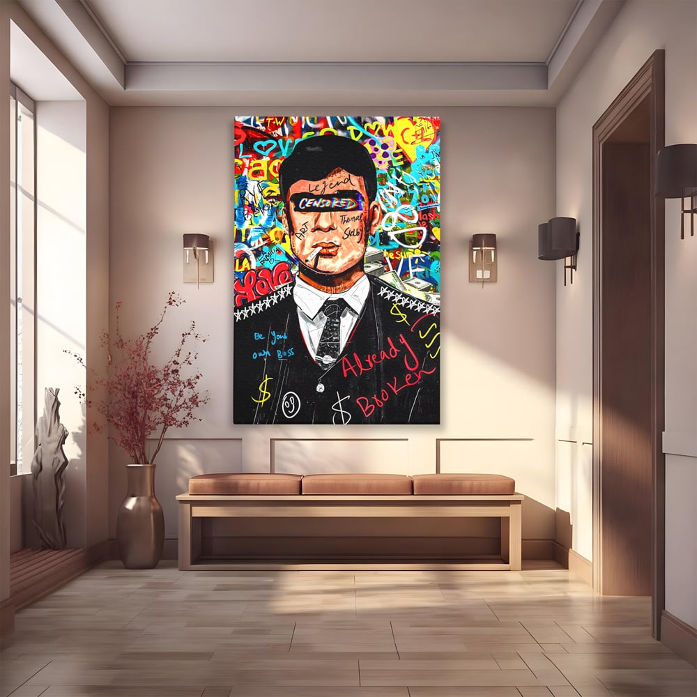 Tablou Canvas Premium LuxCanva® A1190, Tommy Shelby , Personaj, Living, Peaky Blinders, Multicolor, Culori Vibrante
