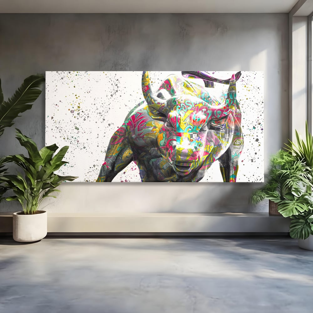 Tablou Canvas Premium LuxCanva® A1191, Bull Market ,  Stock Market, Birou, Financiar, Colorat, Culori Vibrante