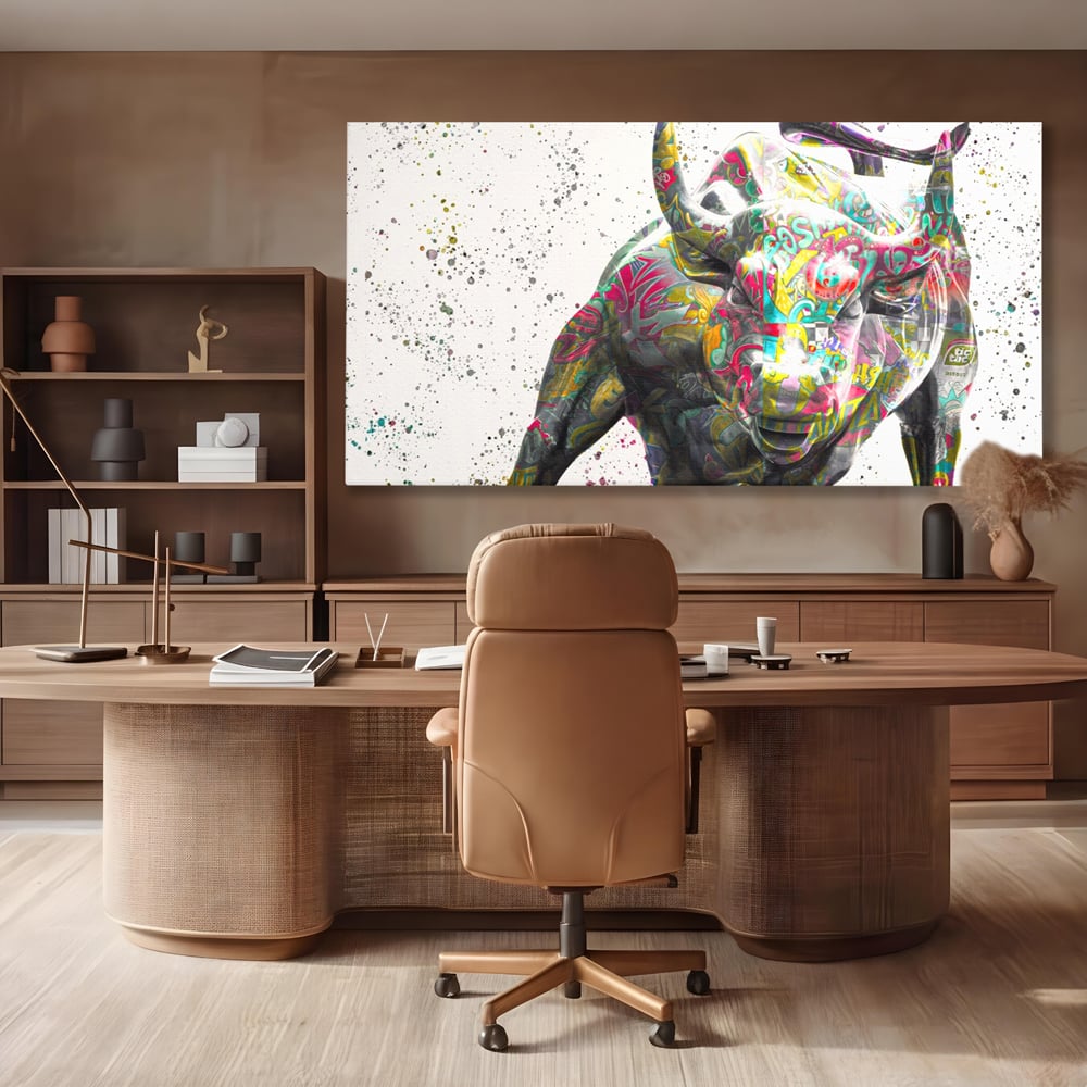 Tablou Canvas Premium LuxCanva® A1191, Bull Market ,  Stock Market, Birou, Financiar, Colorat, Culori Vibrante