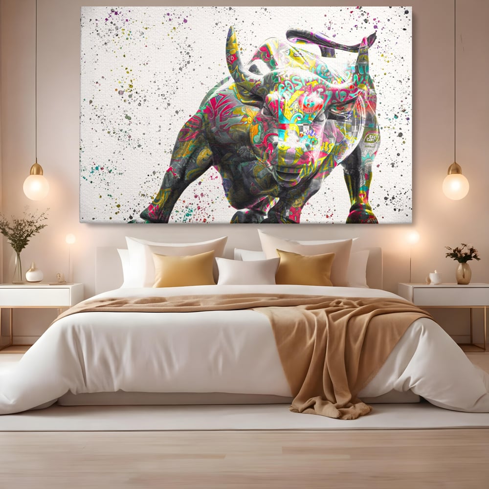 Tablou Canvas Premium LuxCanva® A1191, Bull Market ,  Stock Market, Birou, Financiar, Colorat, Culori Vibrante