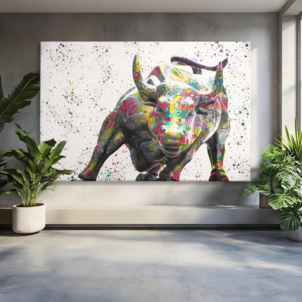 Tablou Canvas Premium LuxCanva® A1191, Bull Market ,  Stock Market, Birou, Financiar, Colorat, Culori Vibrante