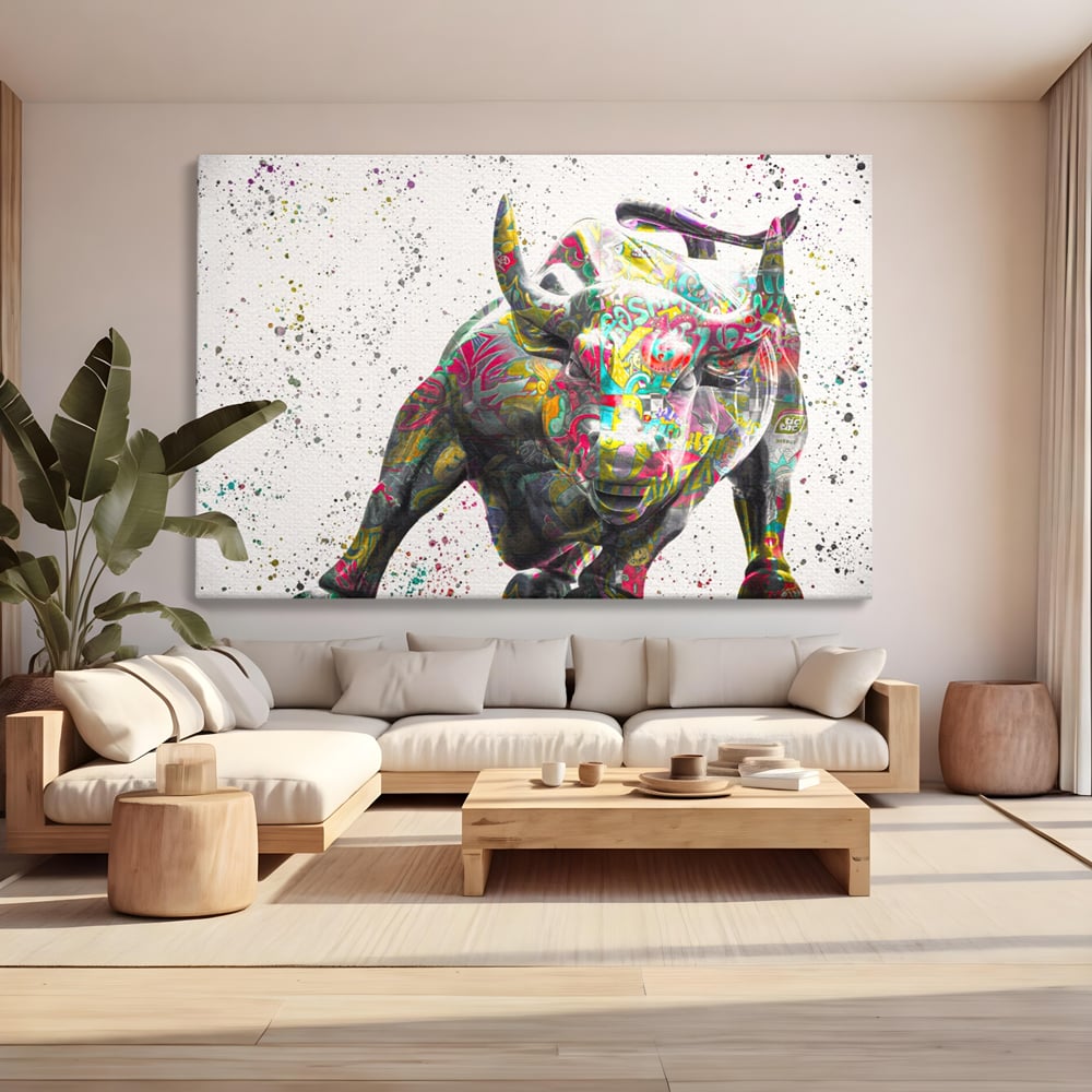 Tablou Canvas Premium LuxCanva® A1191, Bull Market ,  Stock Market, Birou, Financiar, Colorat, Culori Vibrante