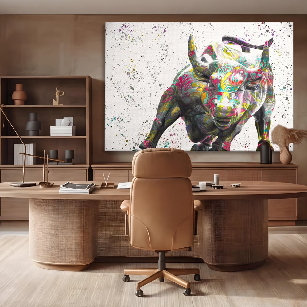 Tablou Canvas Premium LuxCanva® A1191, Bull Market ,  Stock Market, Birou, Financiar, Colorat, Culori Vibrante