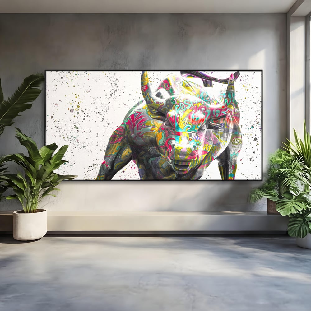 Tablou Canvas Premium LuxCanva® A1191, Bull Market ,  Stock Market, Birou, Financiar, Colorat, Culori Vibrante