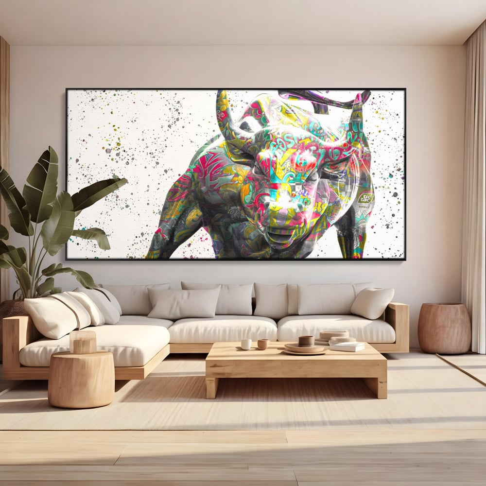 Tablou Canvas Premium LuxCanva® A1191, Bull Market ,  Stock Market, Birou, Financiar, Colorat, Culori Vibrante