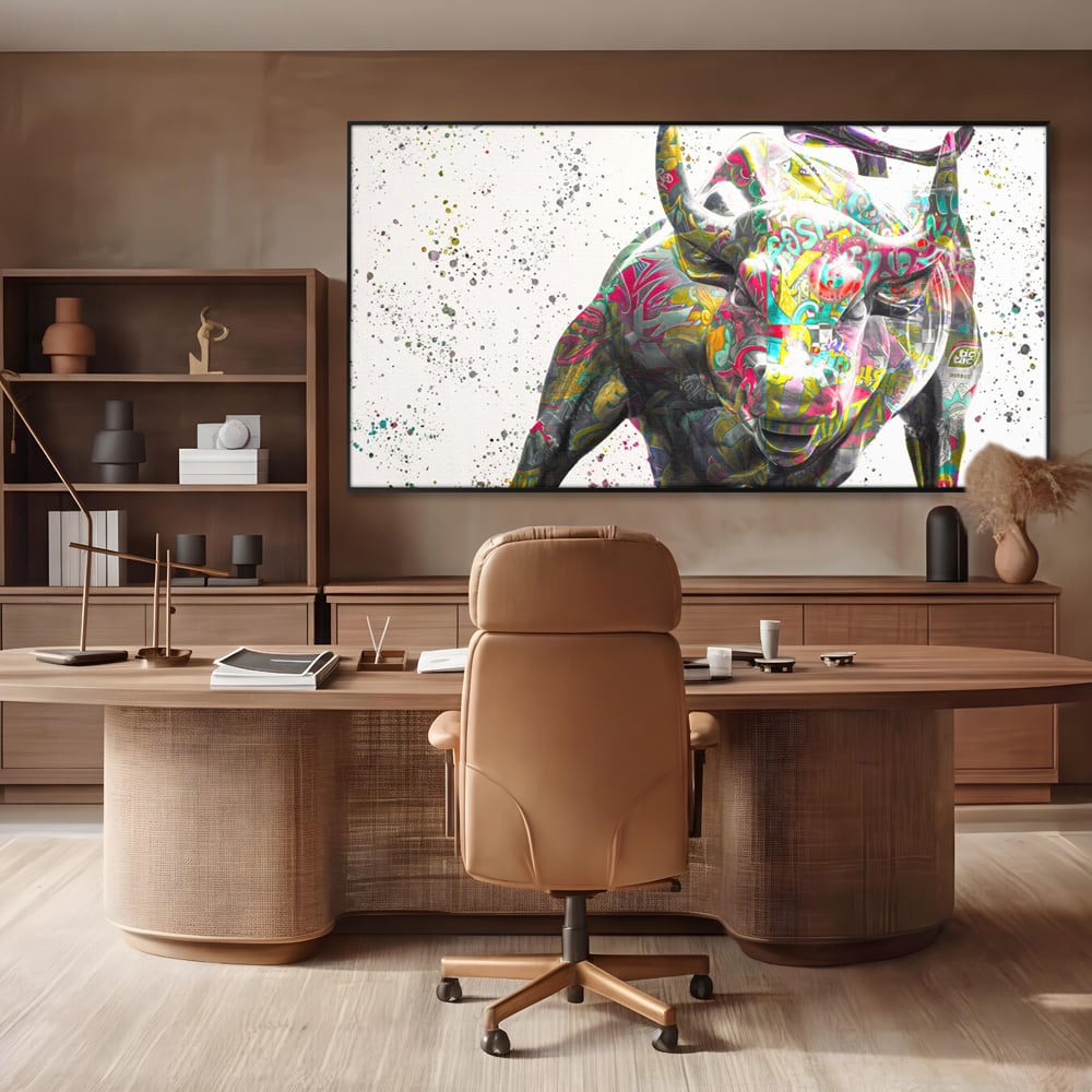 Tablou Canvas Premium LuxCanva® A1191, Bull Market ,  Stock Market, Birou, Financiar, Colorat, Culori Vibrante