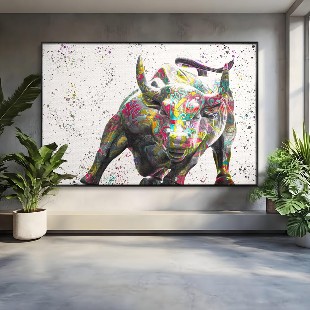 Tablou Canvas Premium LuxCanva® A1191, Bull Market ,  Stock Market, Birou, Financiar, Colorat, Culori Vibrante