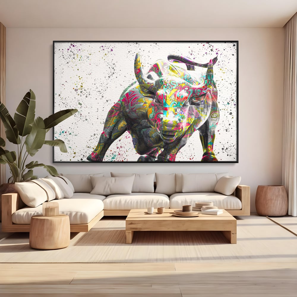 Tablou Canvas Premium LuxCanva® A1191, Bull Market ,  Stock Market, Birou, Financiar, Colorat, Culori Vibrante