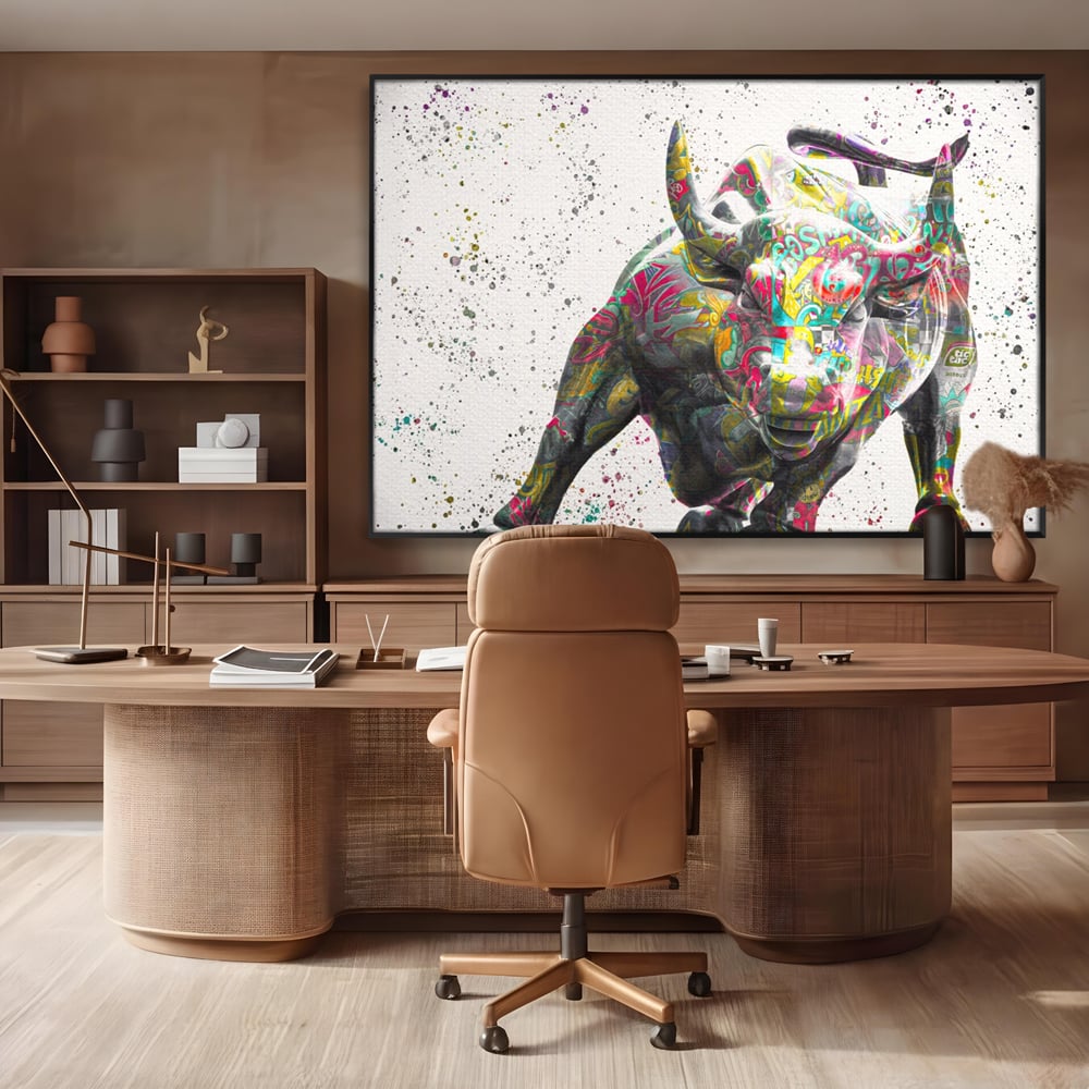 Tablou Canvas Premium LuxCanva® A1191, Bull Market ,  Stock Market, Birou, Financiar, Colorat, Culori Vibrante