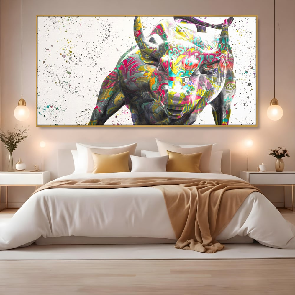 Tablou Canvas Premium LuxCanva® A1191, Bull Market ,  Stock Market, Birou, Financiar, Colorat, Culori Vibrante