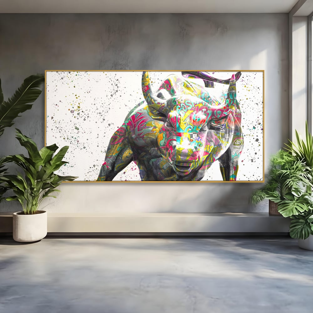 Tablou Canvas Premium LuxCanva® A1191, Bull Market ,  Stock Market, Birou, Financiar, Colorat, Culori Vibrante