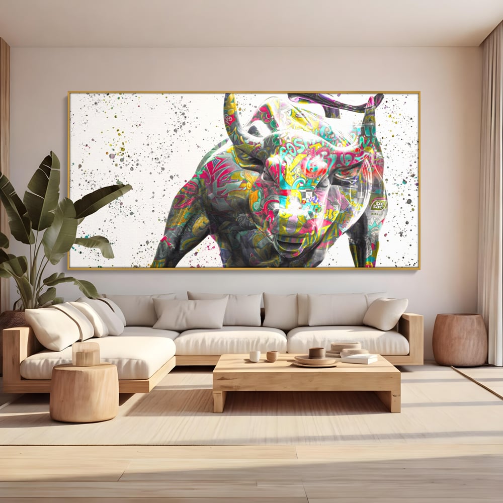 Tablou Canvas Premium LuxCanva® A1191, Bull Market ,  Stock Market, Birou, Financiar, Colorat, Culori Vibrante