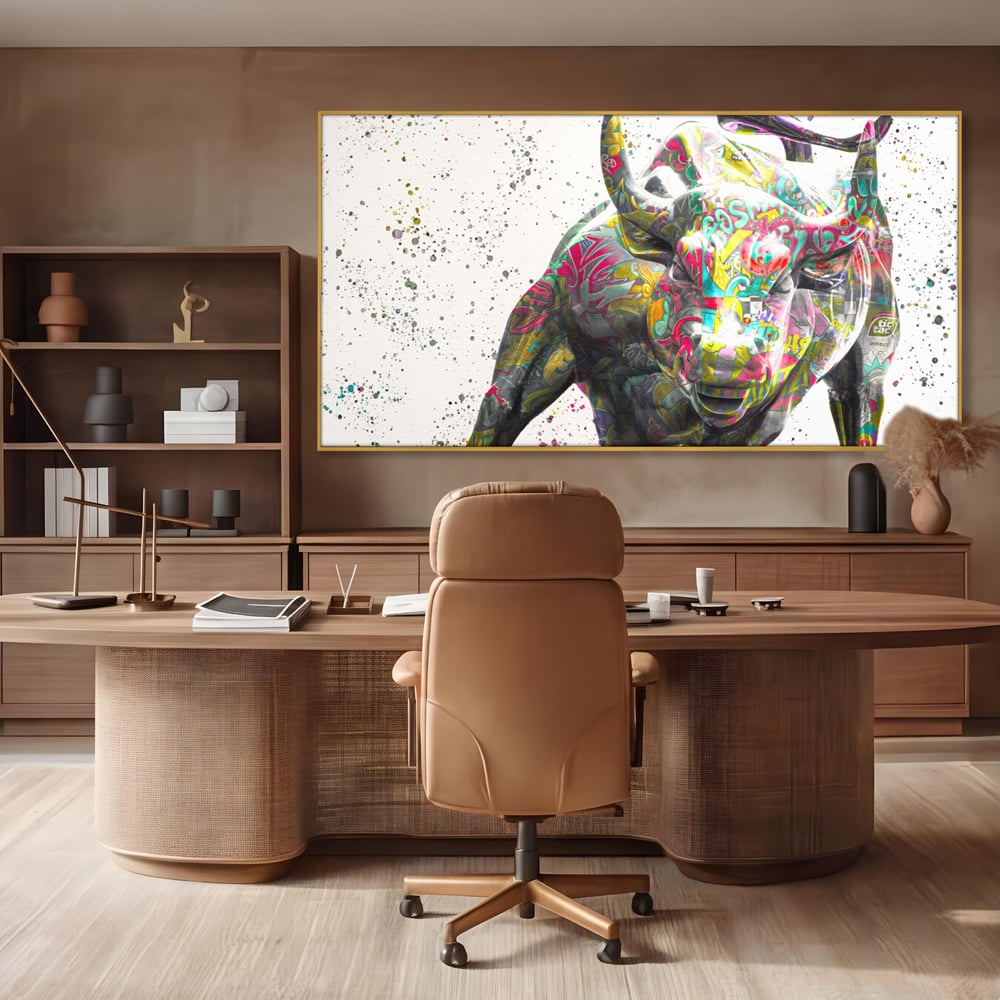 Tablou Canvas Premium LuxCanva® A1191, Bull Market ,  Stock Market, Birou, Financiar, Colorat, Culori Vibrante