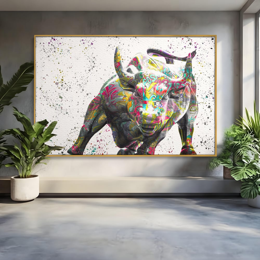 Tablou Canvas Premium LuxCanva® A1191, Bull Market ,  Stock Market, Birou, Financiar, Colorat, Culori Vibrante