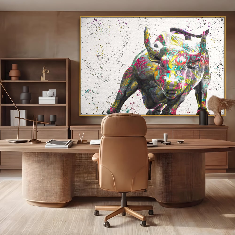 Tablou Canvas Premium LuxCanva® A1191, Bull Market ,  Stock Market, Birou, Financiar, Colorat, Culori Vibrante