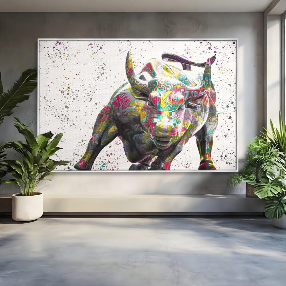 Tablou Canvas Premium LuxCanva® A1191, Bull Market ,  Stock Market, Birou, Financiar, Colorat, Culori Vibrante