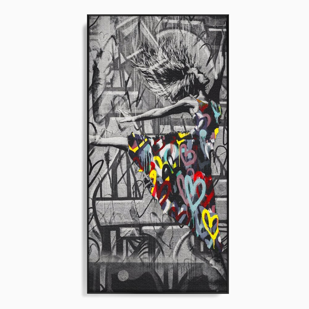 Tablou Canvas Premium LuxCanva® A1193, Beautiful Girl , Dressing, Balerina, Inimi Colorate, Dansatoare, Living, Culori Vibrante