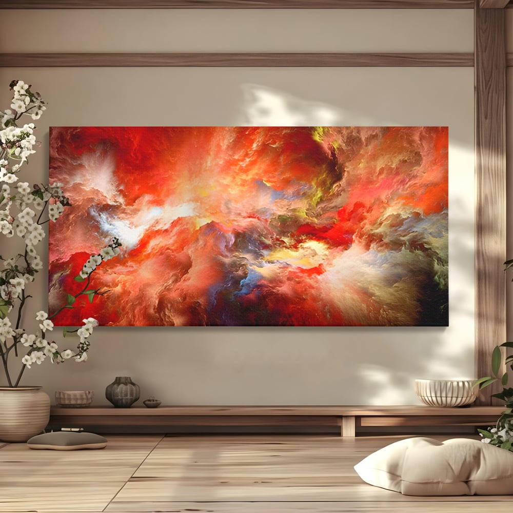 Tablou Canvas Premium LuxCanva® A1194, Abstract Red , Colorat, Rosu, Living, Culori Vibrante