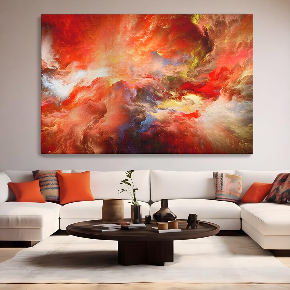 Tablou Canvas Premium LuxCanva® A1194, Abstract Red , Colorat, Rosu, Living, Culori Vibrante