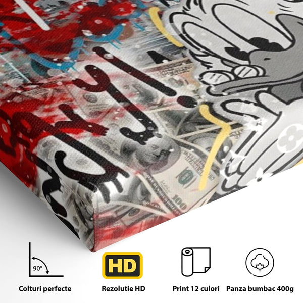 Tablou Canvas Premium, LuxCanva® A1195, Stay Scrooge McDuck, Birou, Motivational, Cash, Desene Animate, Living, Culori Vibrante