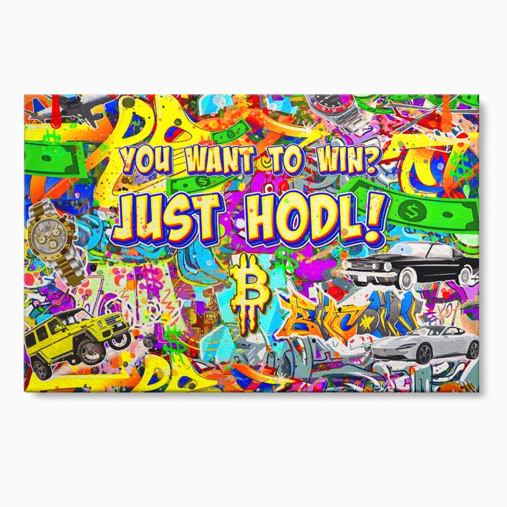 Tablou Canvas Premium LuxCanva® A1196, You Want To Win , Bitcoin, Cash, Animatie, Living, Culori Vibrante